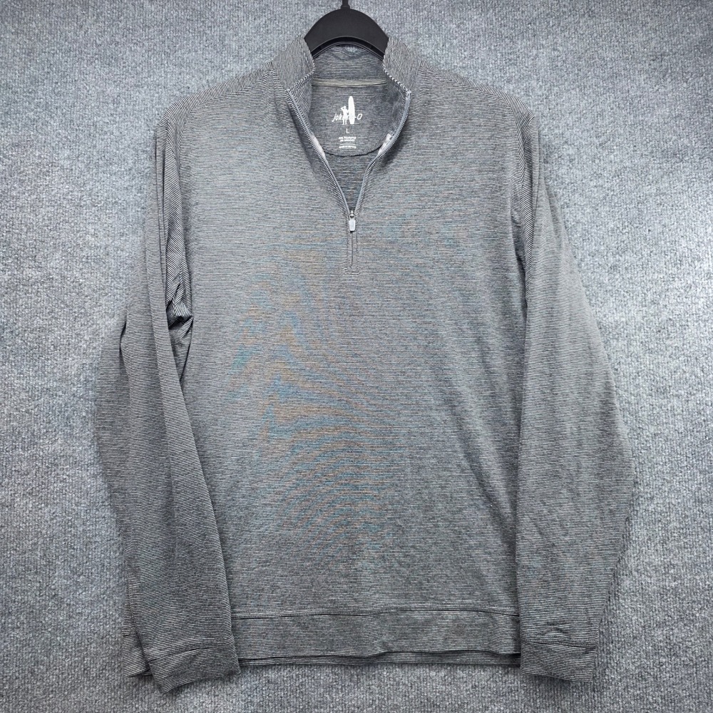 Johnnie-O Mens Large Gray Striped Quarter Zip Pullover Performance Golf Shirt